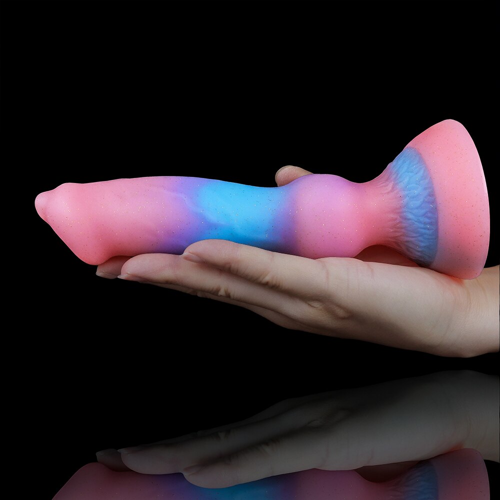Super Soft Luminous สัตว์อวัยวะเพศชายสุนัข Dildo ผู้ใหญ่เซ็กซ์ทอยสำหรับ Woman Monster Dick ดูดถ้วย Anal Toy ชายหญิง Masturbation