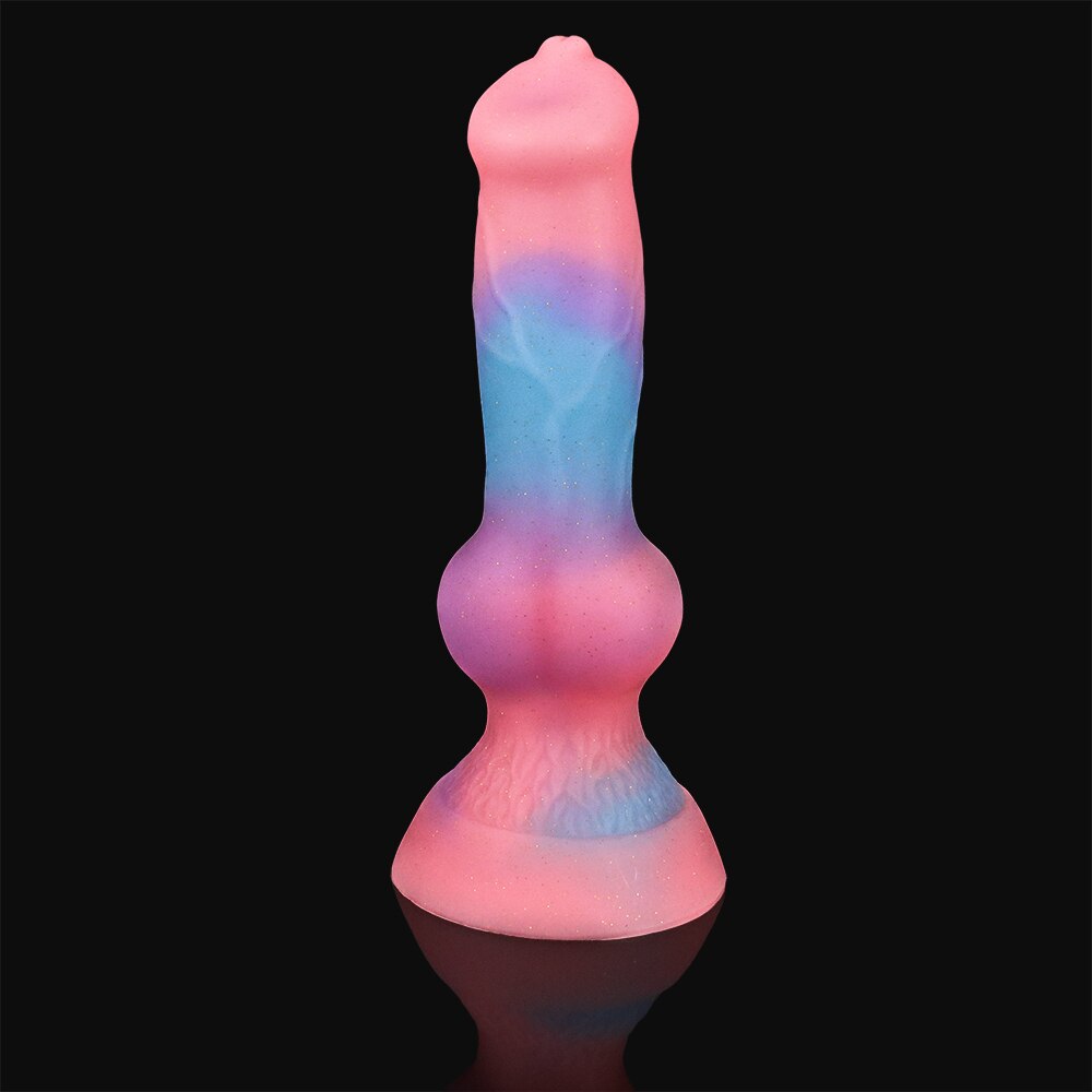 Super Soft Luminous สัตว์อวัยวะเพศชายสุนัข Dildo ผู้ใหญ่เซ็กซ์ทอยสำหรับ Woman Monster Dick ดูดถ้วย Anal Toy ชายหญิง Masturbation