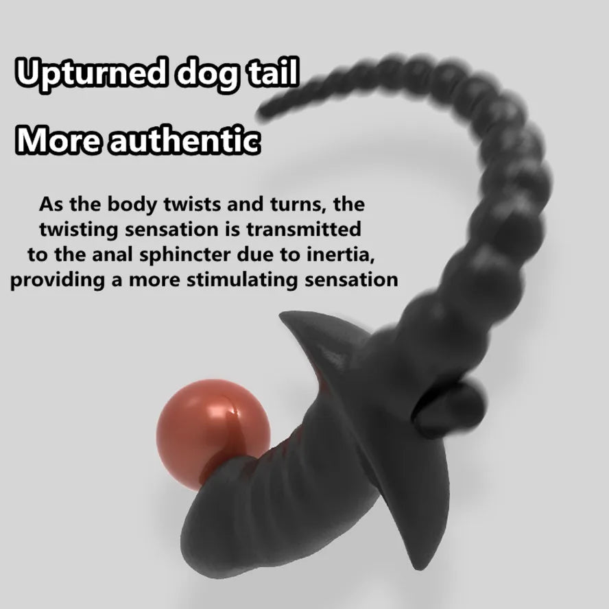 TPE with Vibrator Dog Tail Butt Plug Puppy Tail Anal Plug Toys G-spot Stimulator Erotic Adult Toys Slave Women Tail Gay Sex Toys