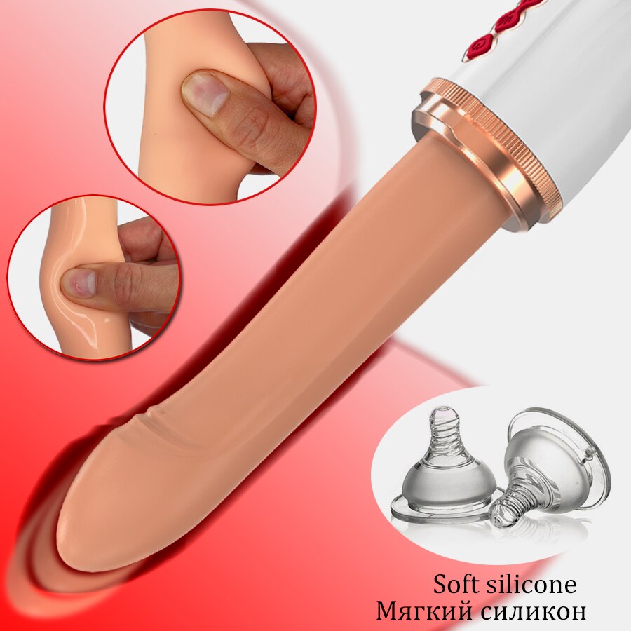เครื่อง Telescopic Dildo Vibrator และอัตโนมัติขึ้นลง Massager G Spot Thrusting Retractable ช่องคลอดของเล่นหญิงการสำเร็จความใคร่