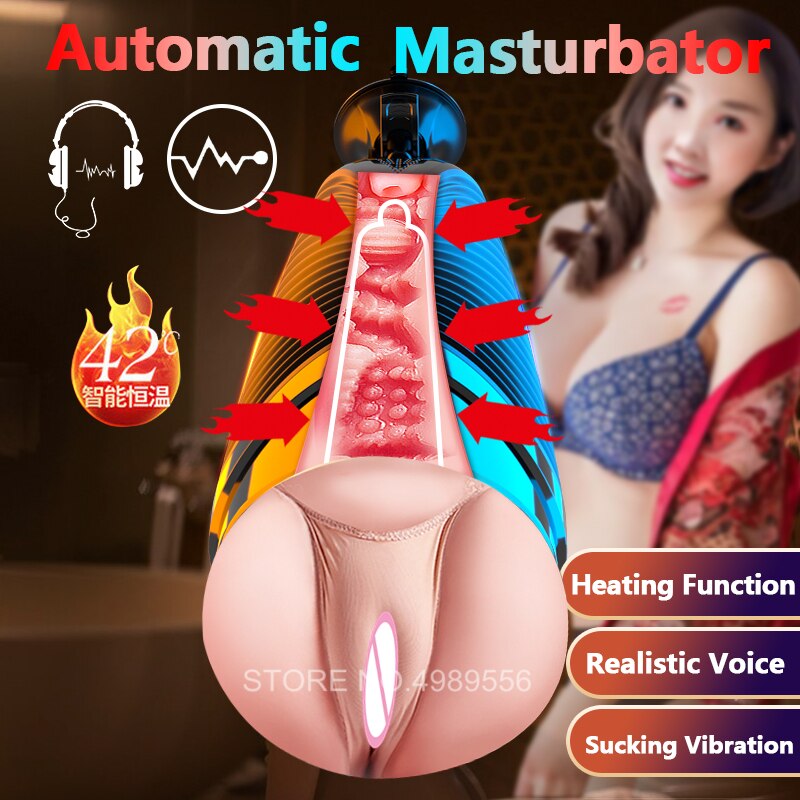 Automatic Telescopic Rotating Masturbator for Men Vagina Sucking Pocket Pussy Adult Product