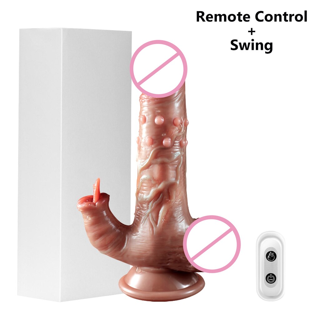 Thrusting Dildo จริง Vibrator ดูดถ้วย Telescopic ความร้อน Penis Vibrator หญิง Masturbator เซ็กซ์ทอยสำหรับสตรี