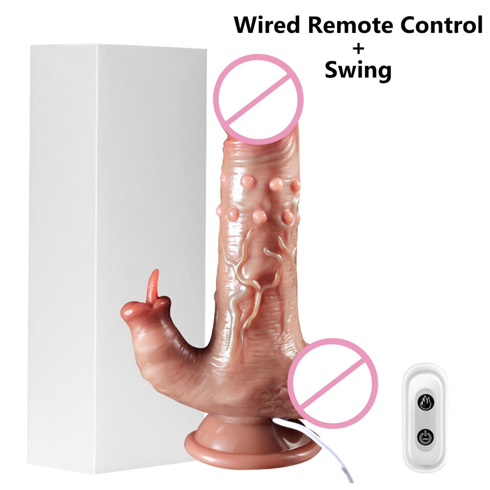 Thrusting Dildo จริง Vibrator ดูดถ้วย Telescopic ความร้อน Penis Vibrator หญิง Masturbator เซ็กซ์ทอยสำหรับสตรี