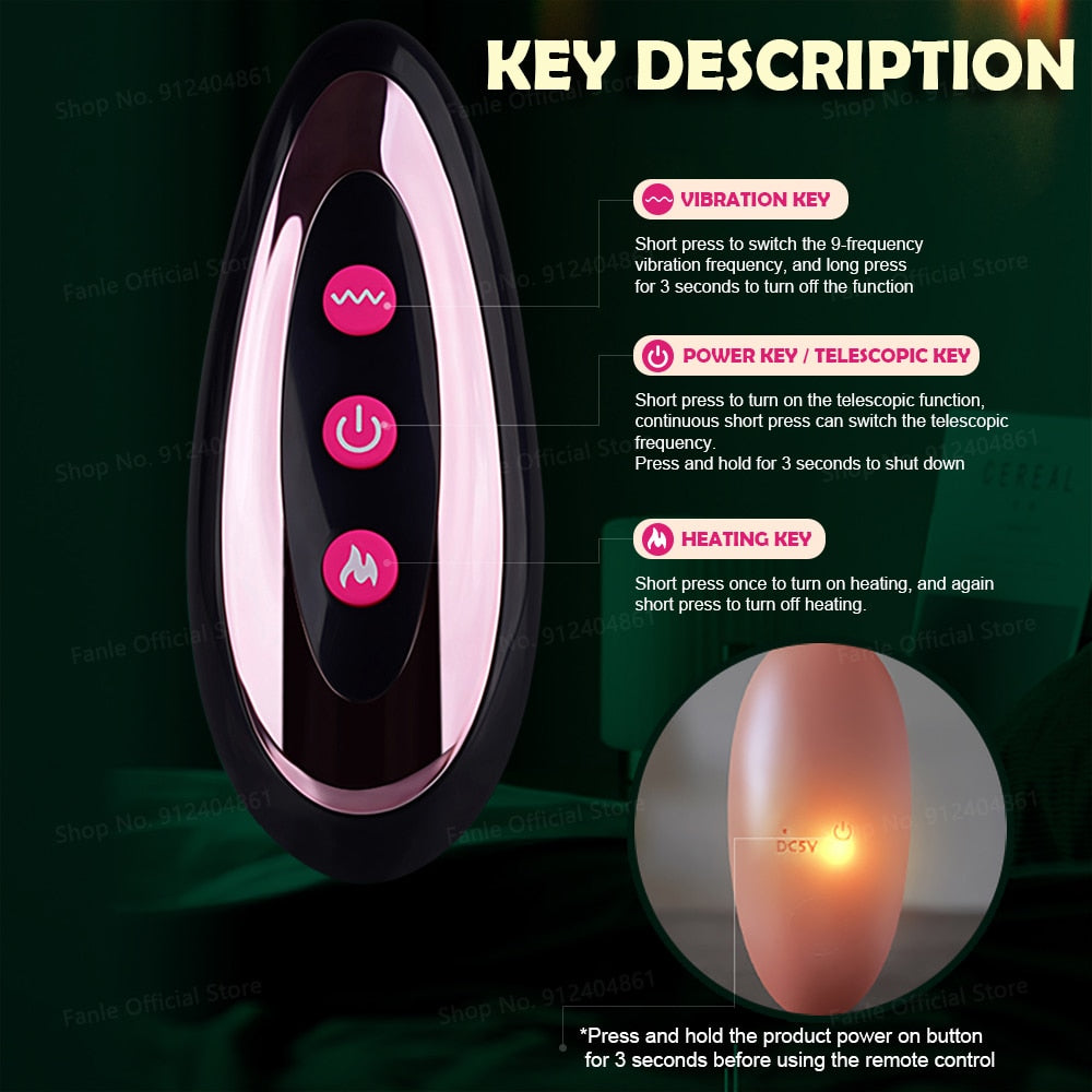 รีโมทคอนโทรล Thrusting จริงซิลิโคน Dildo Vibrators สำหรับผู้ใหญ่ผู้หญิง Telescopic อวัยวะเพศชายหญิงช่องคลอด Masturbator เพศของเล่น