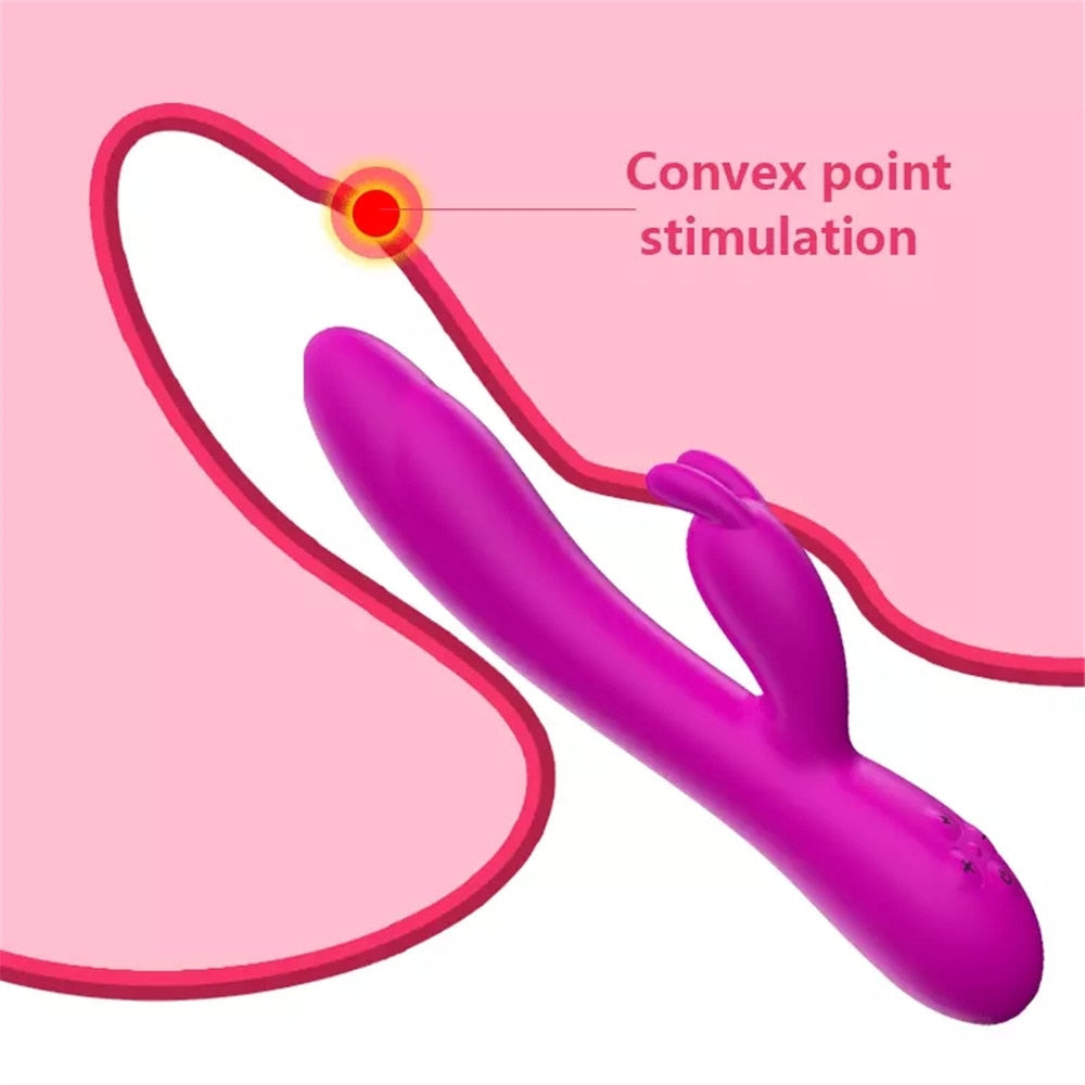 USB Charging Heating AV Rabbit Dildo Vibrator Vagina Clitoris Stimulator G-Spot Adult Game Sex Toys for Women Female Masturbator