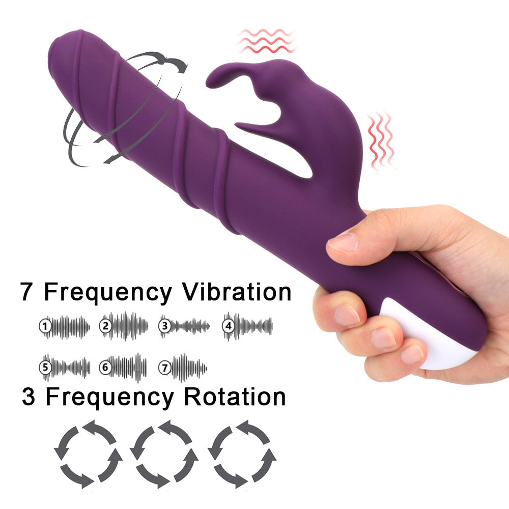 Vaginal Clitoral Stimulator G Spot Dildo Vibrator Adult Products Dual Motor Sex Toys for Women Rotating Rabbit Vibrator Wand