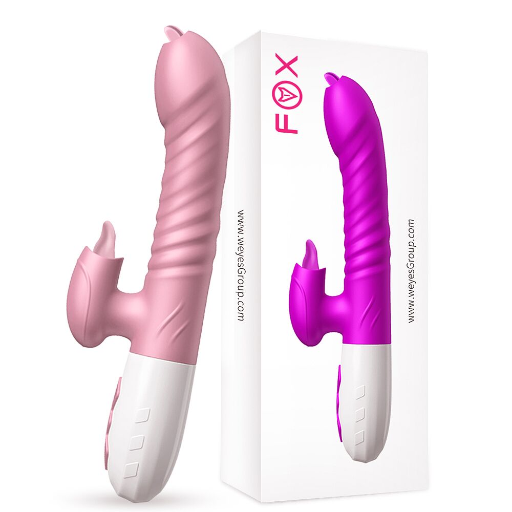 ใหม่คู่ลิ้น Vibrating Dildo Telescopic หมุน Vibrators สำหรับผู้หญิง Anal ช่องคลอด Clitoris Stimulator ผู้ใหญ่เซ็กซ์ทอย