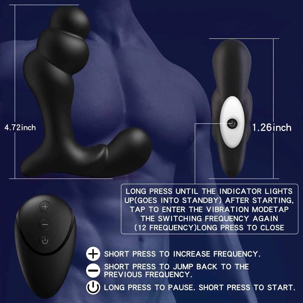 Vibrating Prostate Massager Anal การฝึกอบรม Butt ปลั๊ก12โหมดการสั่นสะเทือน G-Spot Vibrator Anal ลูกปัดกระตุ้นอุปกรณ์