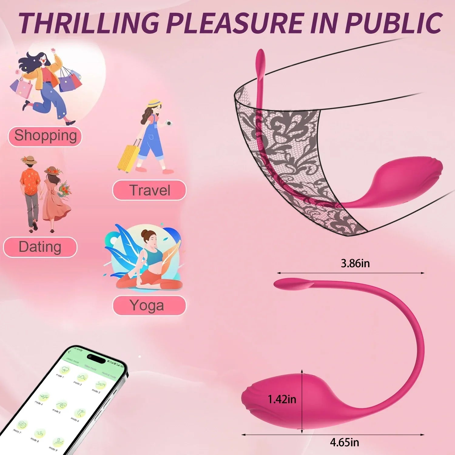 ไวร์เลส APP ควบคุม สอดใส่ช่องคลอด สั่น นวด กระตุ้นคลิตอริส เครื่องสั่นแบบสวมใส่ G-spot อุปกรณ์ช่วยสำเร็จความใคร่สำหรับผู้หญิง