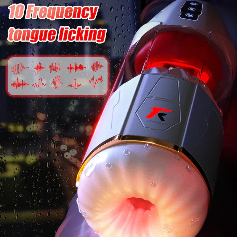 Yeain Sex toys Men Automatic Masturbation Cup Adult Sexy Toy Tongue Licking Sucking Vibrating Penis Trainer Heated Masturbator