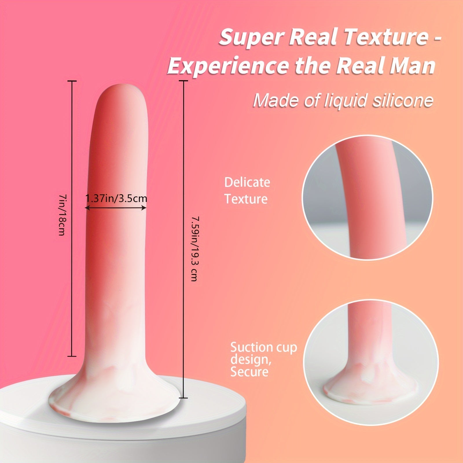 Powerful Suction Cup - Hands-Free Play Everywhere You Want: Super Real Texture - Experience The Real Man - Made of Liquid Silicone - 7.59In/19.5Cm - Delicate Texture - Suction Cup Design - Secure Grip - Non-Latex - No Battery Required