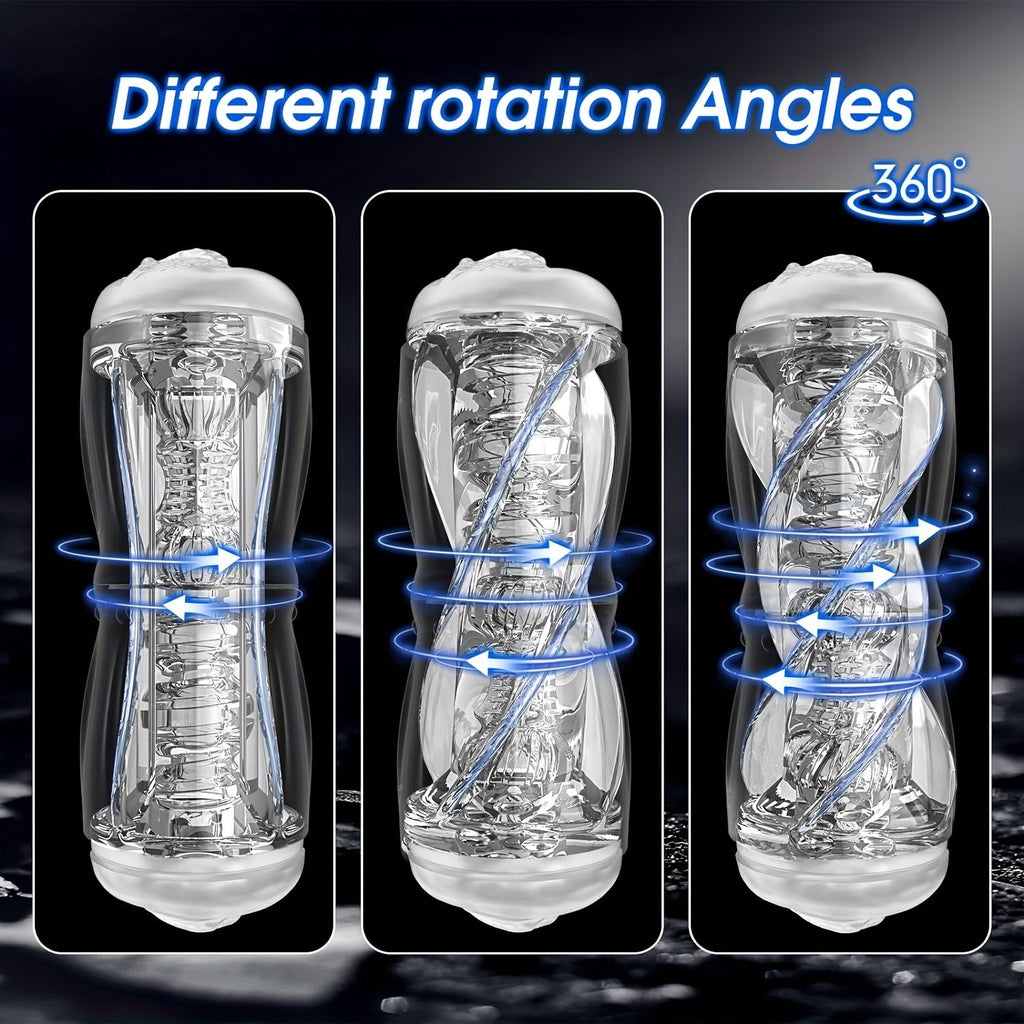 Mesterstar Dual Open Ended 360° Rotating Male Masturbators Stroker Sleeve. Pocket Pussy Sex Toys for Adult with 3D Crystal Realistic Textured Vagina Male Masturbators Cup
