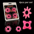 4pcs Men's Glow In The Dark Soft Grain Decor Penis Rings. High Elasticity Easy To Clean Masturbating Toys For Couple's Flirting. Men's Gay's Pleasure