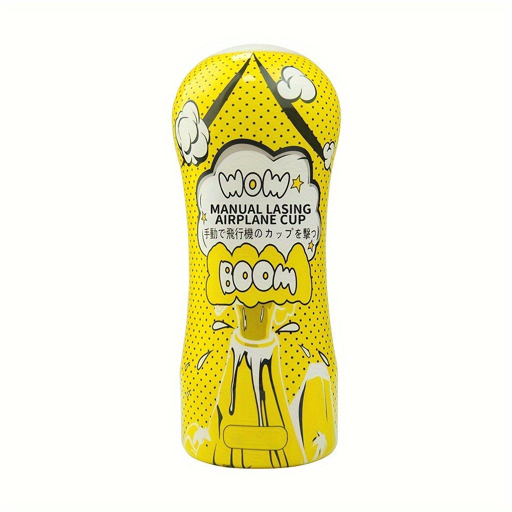 Manual Lasing Airplane Cup: Handheld Stimulation Toy for Men - TPE Material. Suitable for Hand Washing. No Electricity Required
