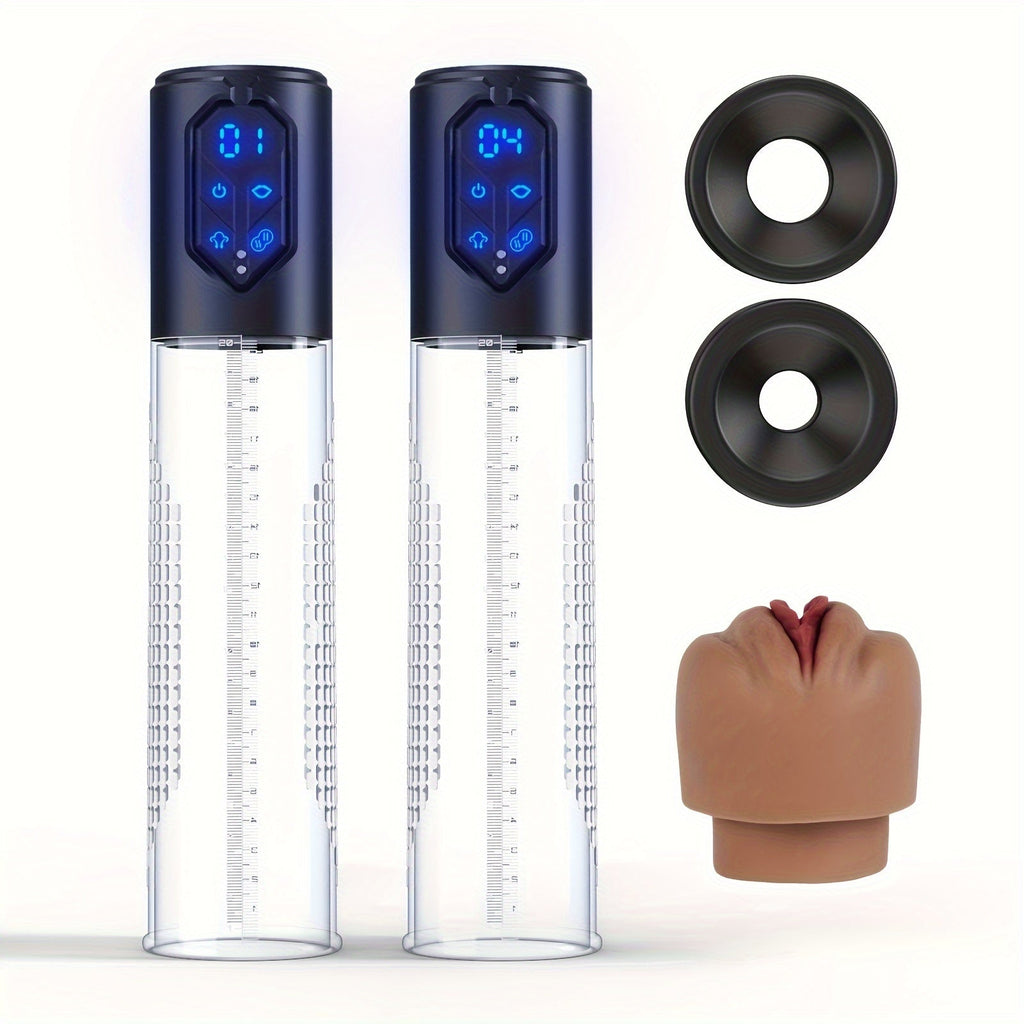 Automatic Penis Pump Sex Toys - Electric Male Masturbator Vacuum Pump With 3 Suction & 4 Erection Intensities. Pump Penis With 2 Vagina Sleeve For Adult Men