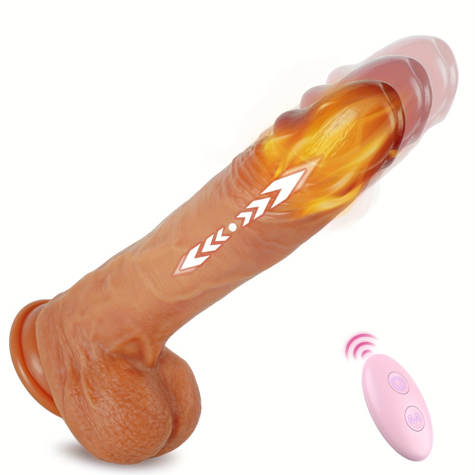 Thrusting Dildo Vibrator Sex Toys - 8.8 3IN1Heated Realistic G-Spot Anal Vibrating Dildo with 3 Telescopic & 5 Vibration Modes Adult Toy. Strap on Thick Silicone Dildos for Women Couples