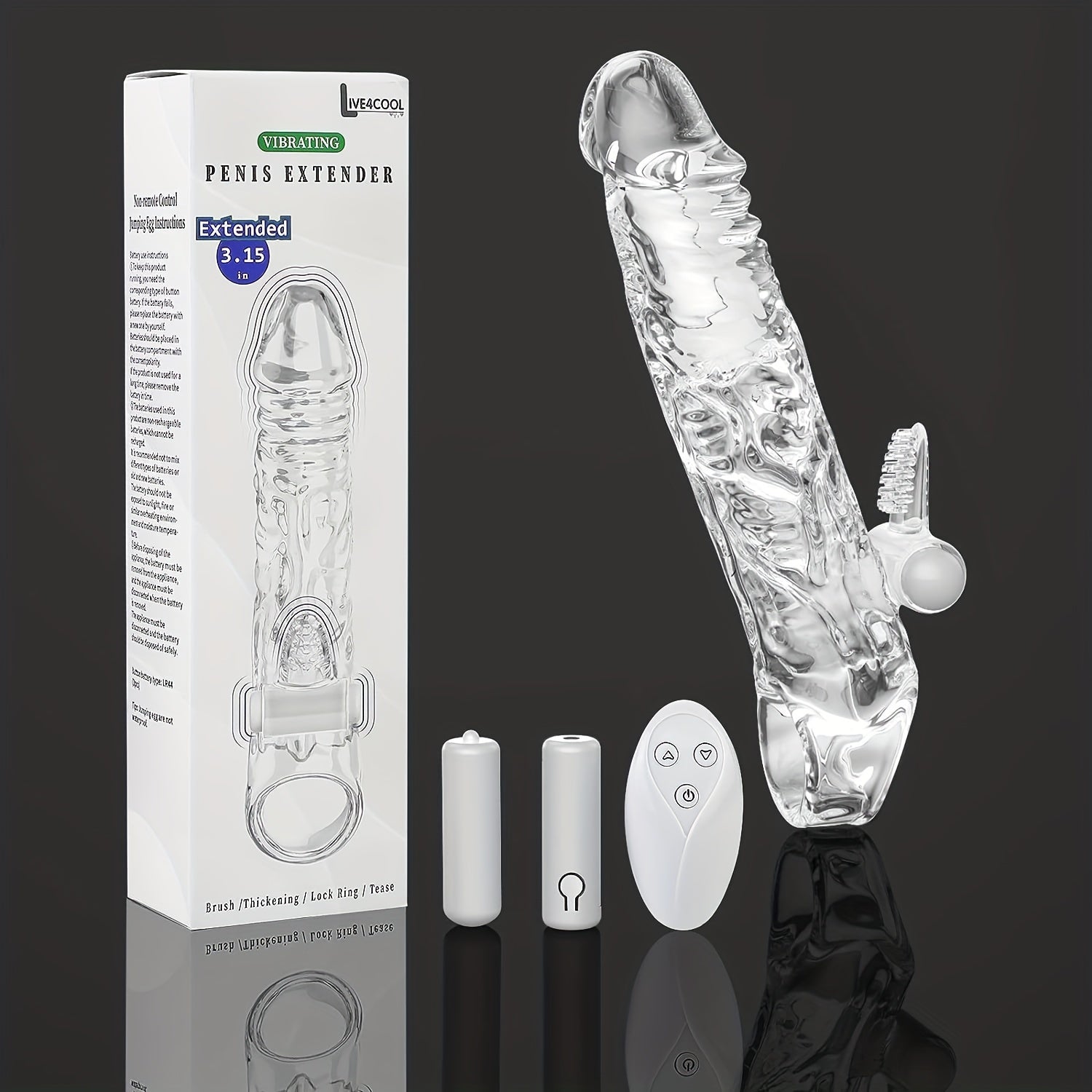 Penis Extender Sleeve Cock Sleeve with Vibrators glan clit stimulator. Penis Enlarger Vibrating Penis Sleeve Cock Ring with 10 Vibration Modes Remote Control