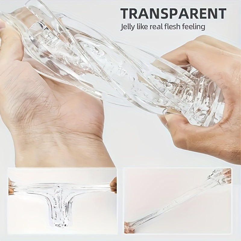 Transparent 3D Realistic Electric Male Masturbator: Adult Party Toy for Men. Suitable for Ages 18+ (No Feathers. Silicone Material)