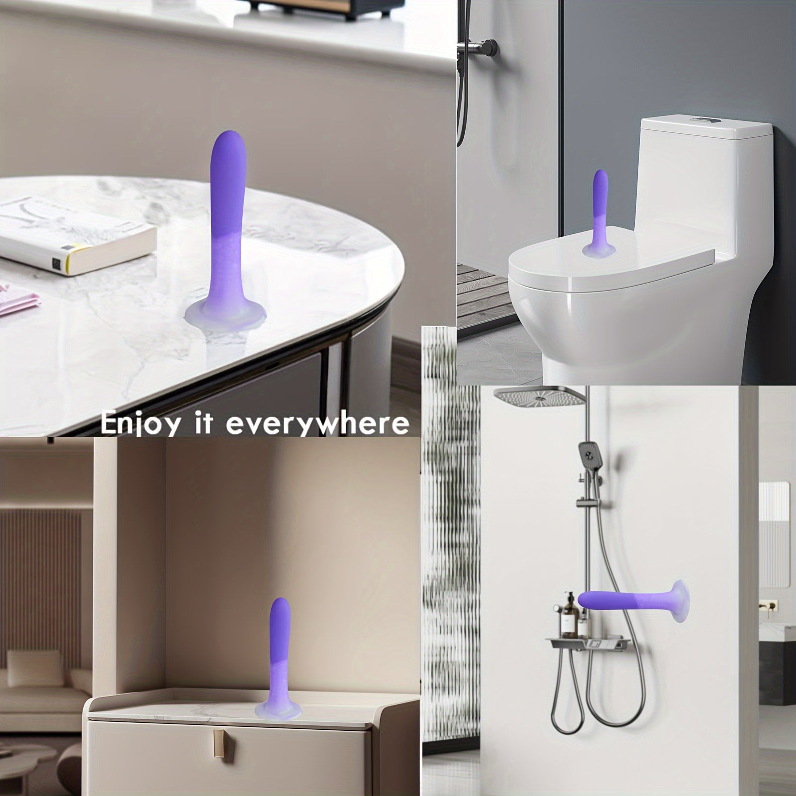 Purple Silicone Adult Toy with Suction Cup for Hands-Free Play. 5.9 Inch Slim Female Sex Toy Dildo for Beginners. Adult Sex Toys for Men and Women. Anal Masturbator. Anal Expansion. Liquid Silicone Material. No Battery Needed. Non-Latex