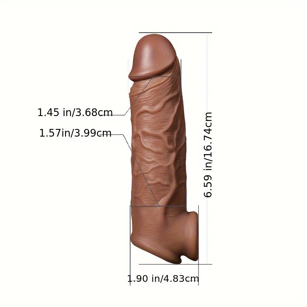 Realistic Male Extended Penis Sleeve Liquid Silicone Reusable Sex Toys Adult Male Couples Sharing Sex Toys For Pleasure